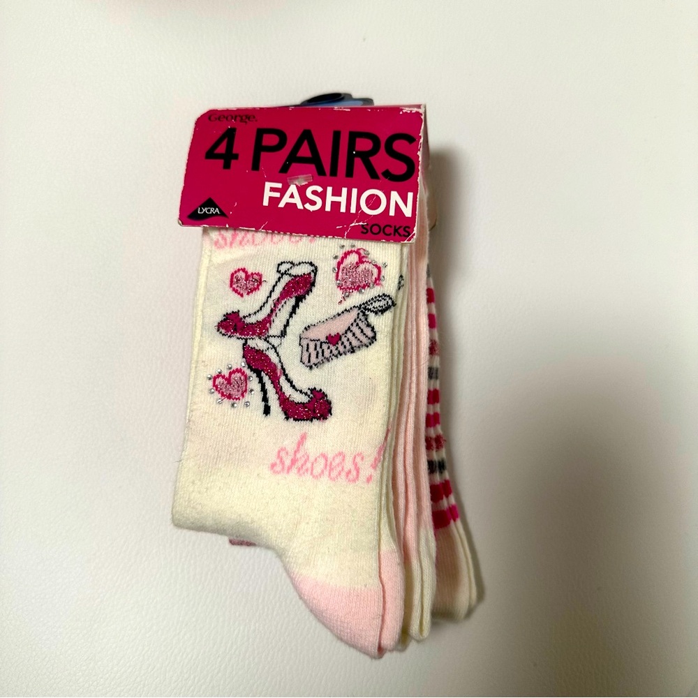 George - 4 Pairs Fashion Socks - Size 4-8